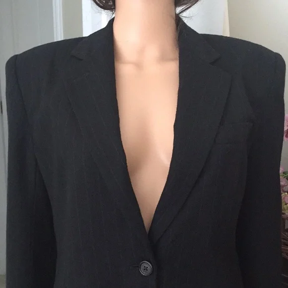 Ralph Lauren wool charcoal gray pinstriped blazer